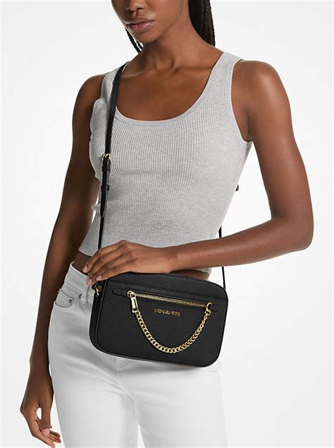 michael kors jet set large studded saffiano leather crossbody|michael kors saffiano leather tote.